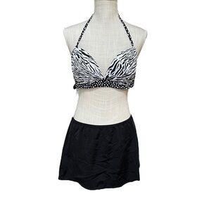 Victoria's Secrete 2pc Swimsuit Bikini Top‎ & Black Skirt Swim Bottom